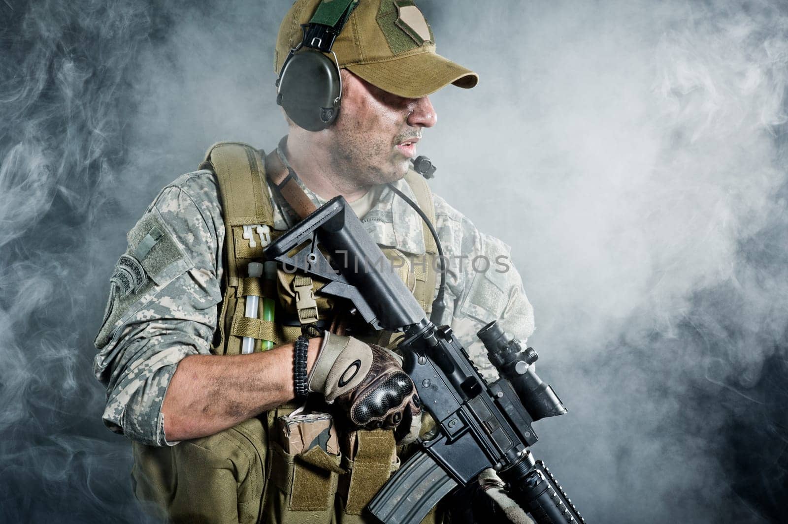 SWAT Team Officer on white isolated background