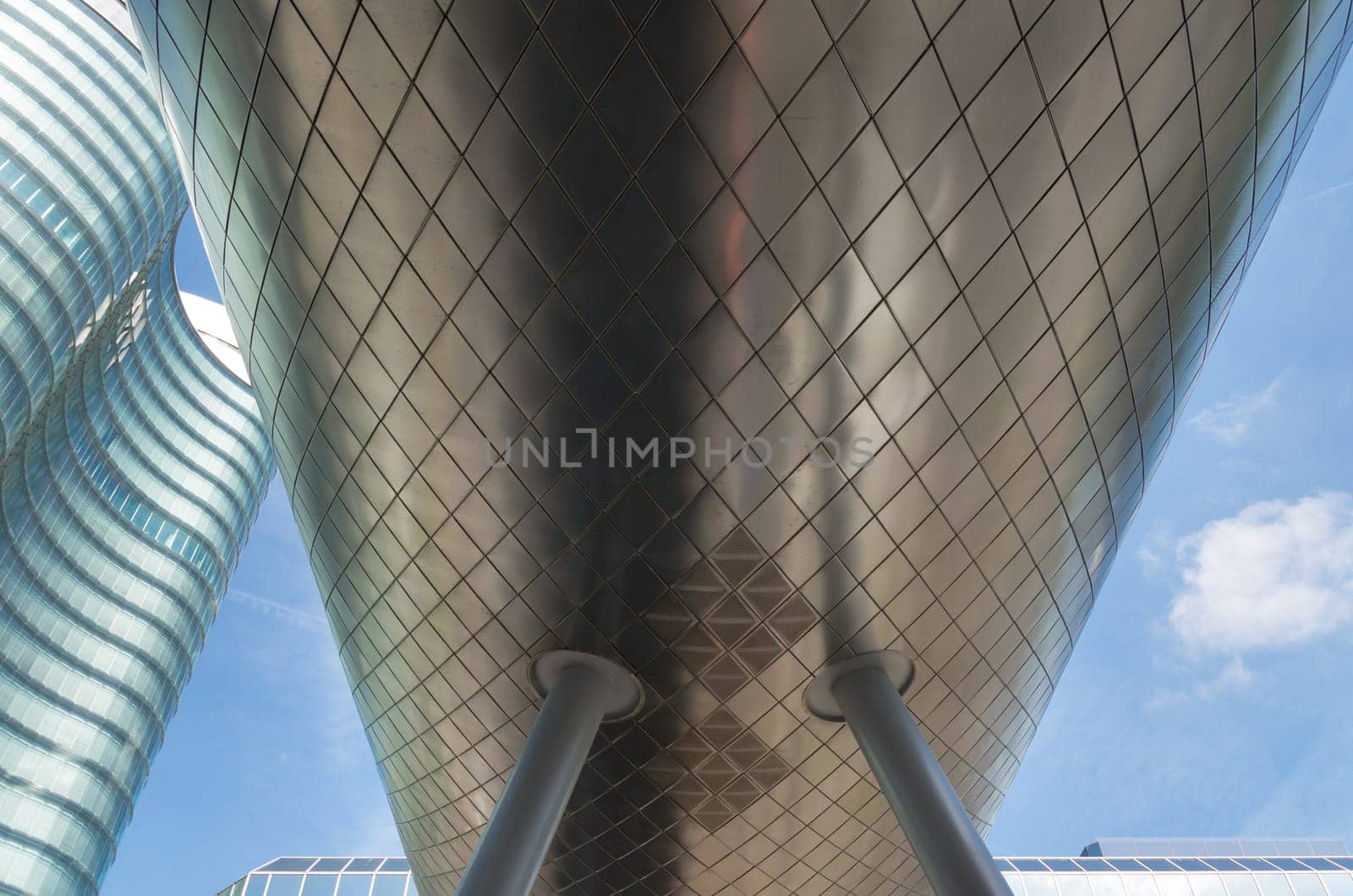 modern footbridge corridor belonging to the Rabobank headquarters building in utrecht, netherlands. The design is the work of architect Rob Ligtvoet of the Rotterdam firm Kraaijvanger Urbis.