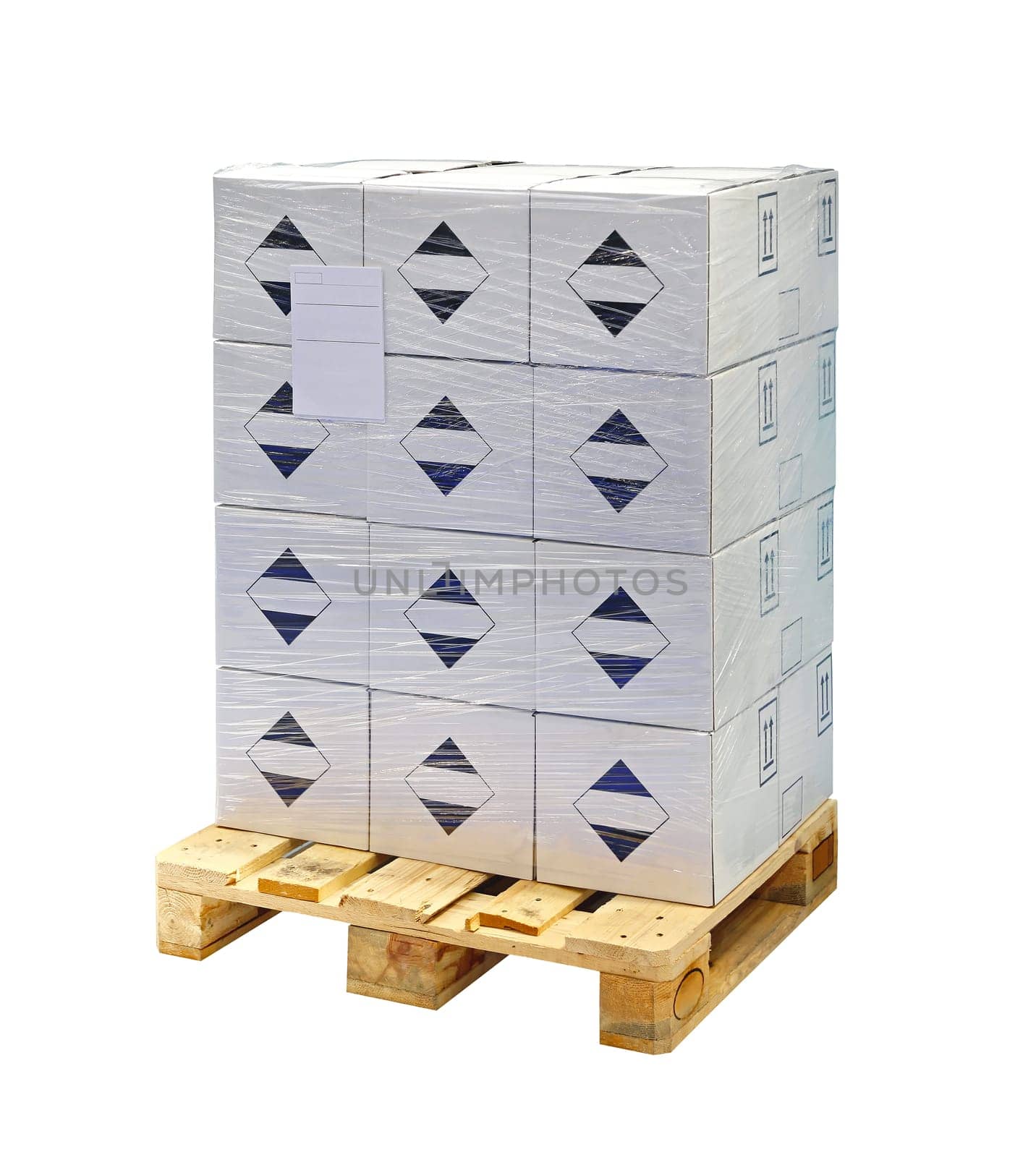 Boxes at pallet isolated included clipping path