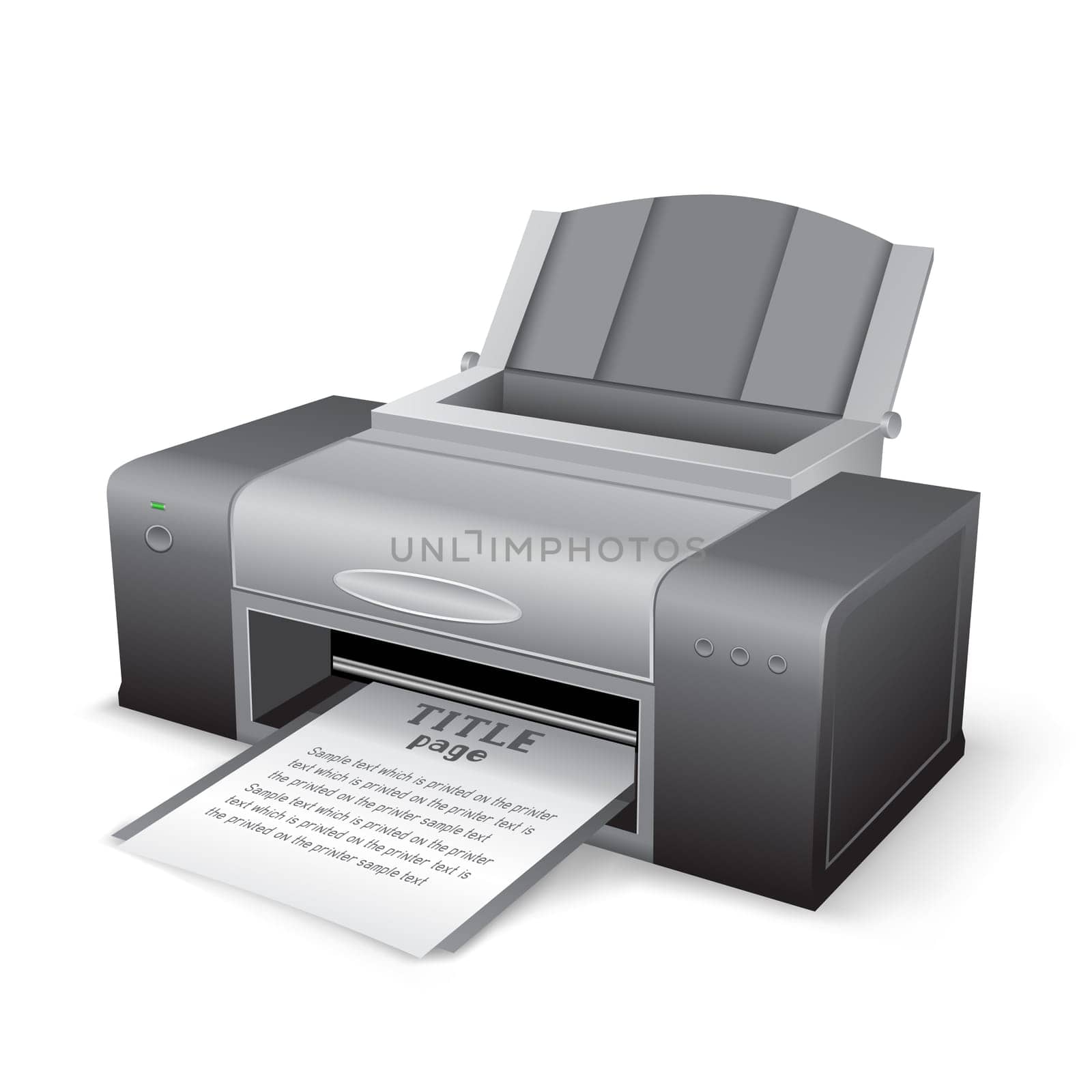 The black printer on the white background