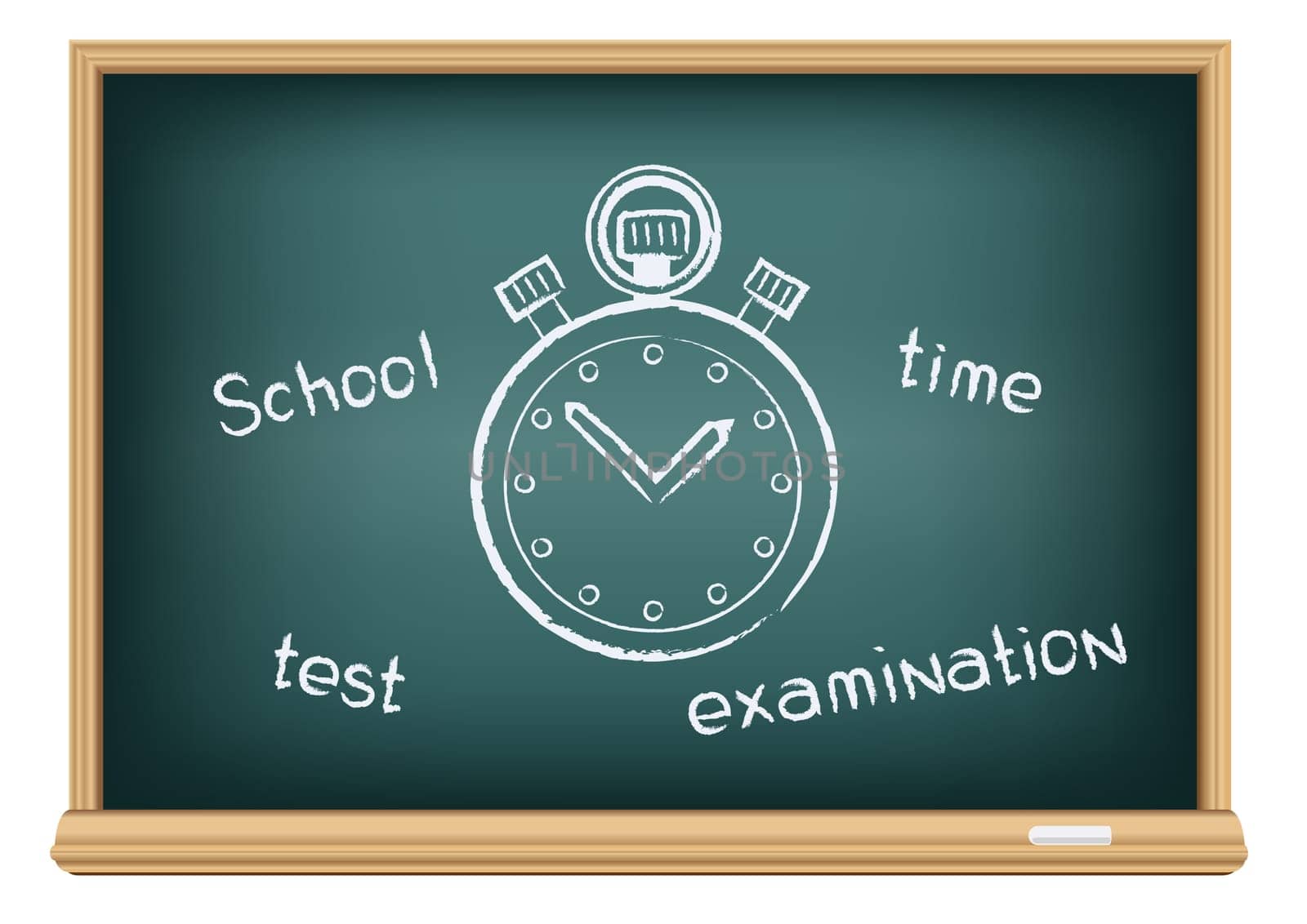 The school blackboard and chalk written stopwatch