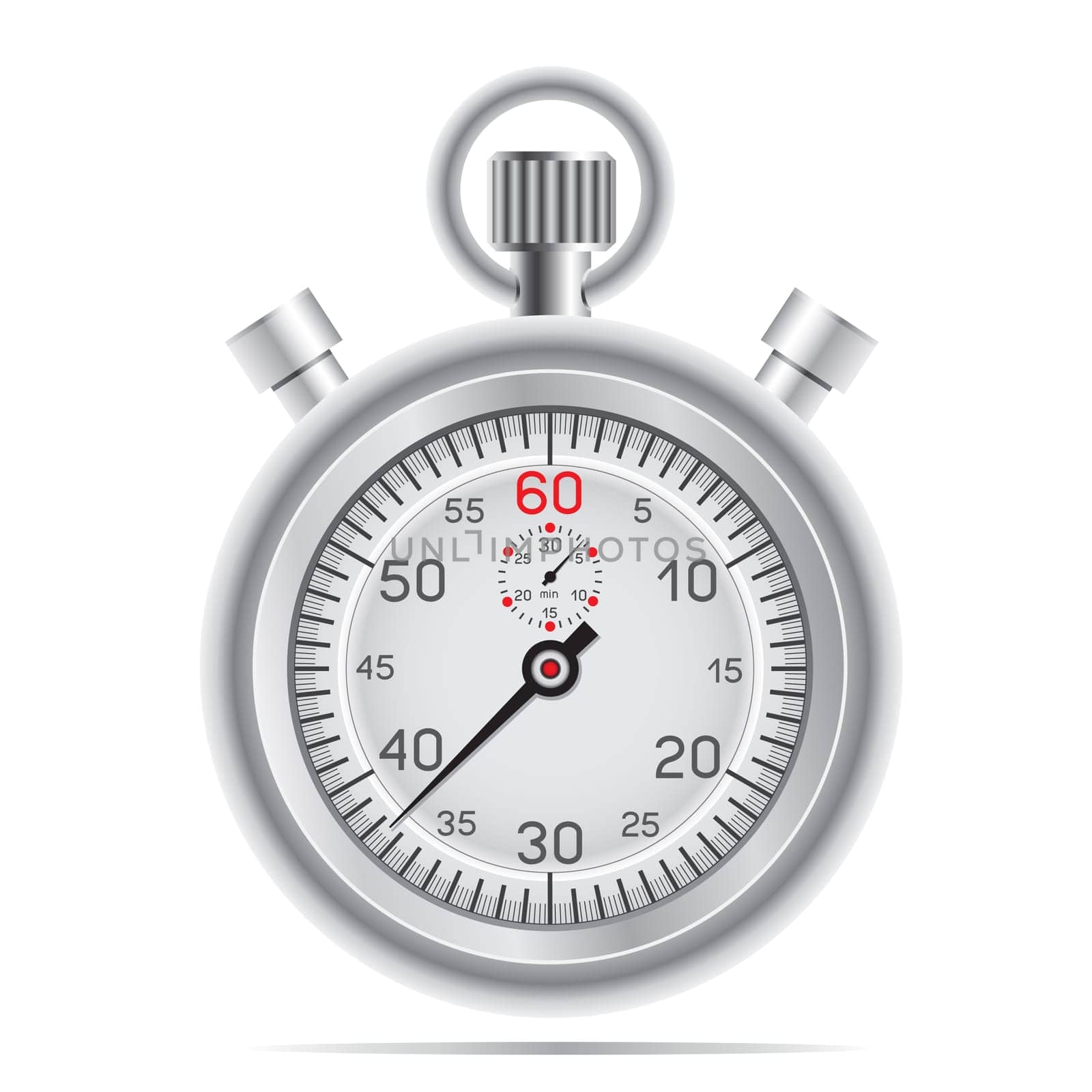 The retro stopwatch on the white background