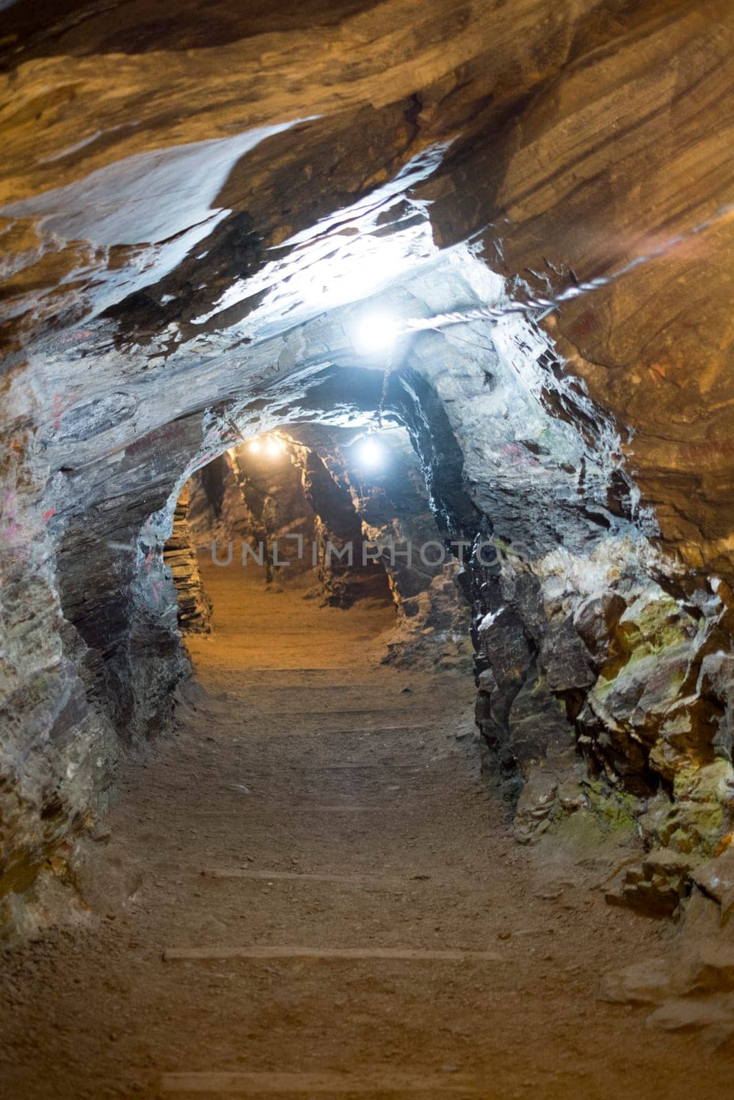 Perspective shot of gold mine tunnels