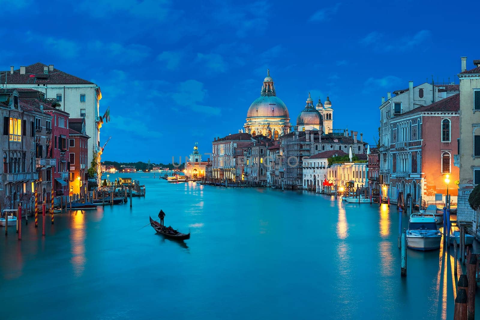Grand Canal and Basilica Santa Maria della Salute, Venice, Italy and sunny day