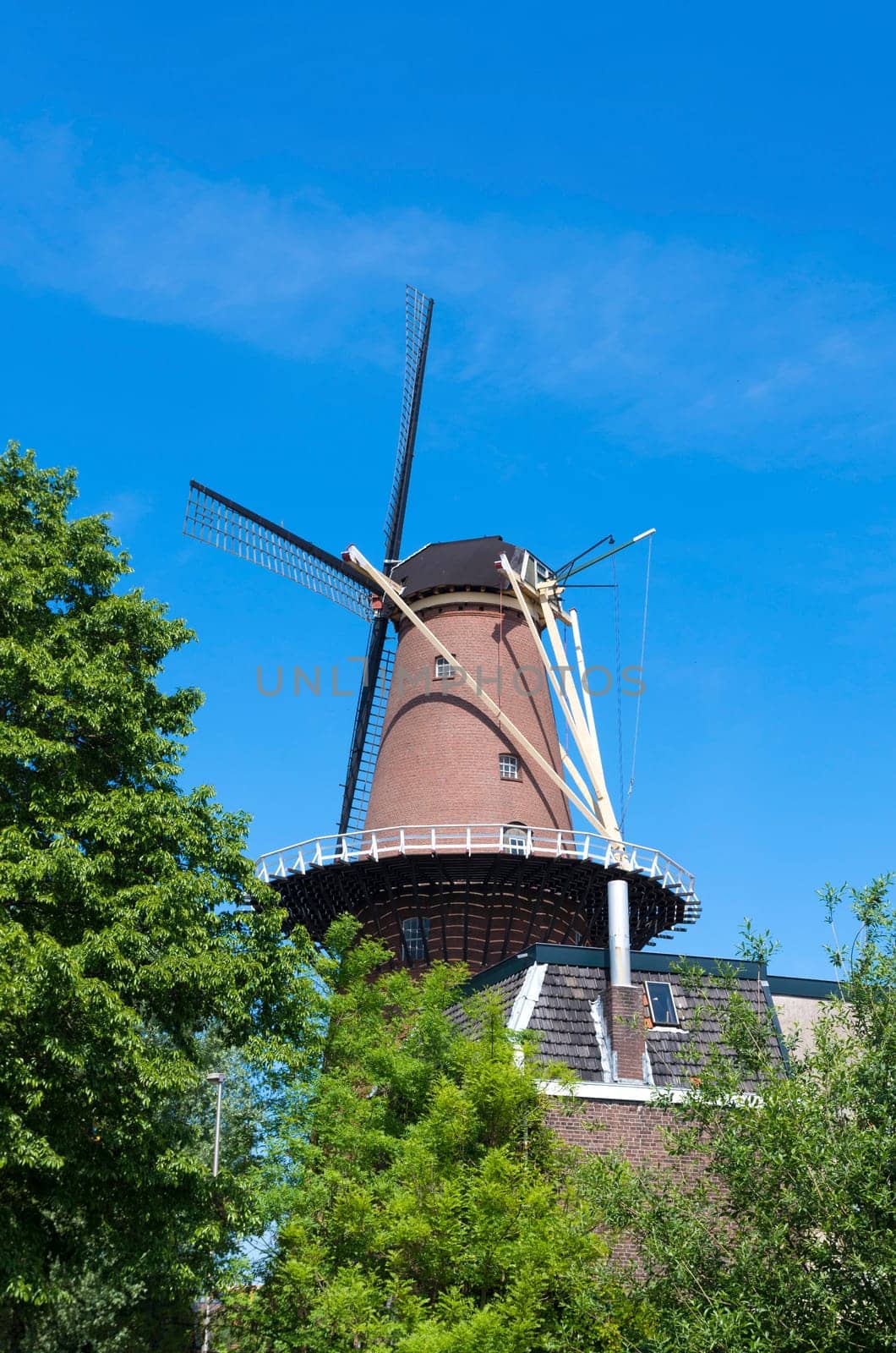 traditional dutch mill in utrecht, netherlands