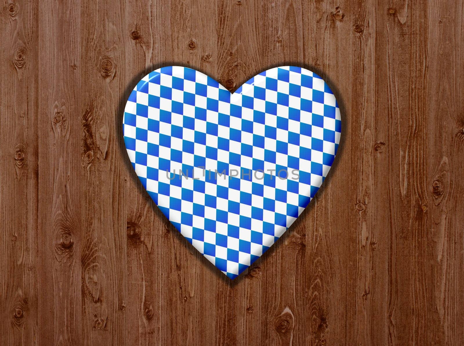 Wood background and heart with diamond pattern