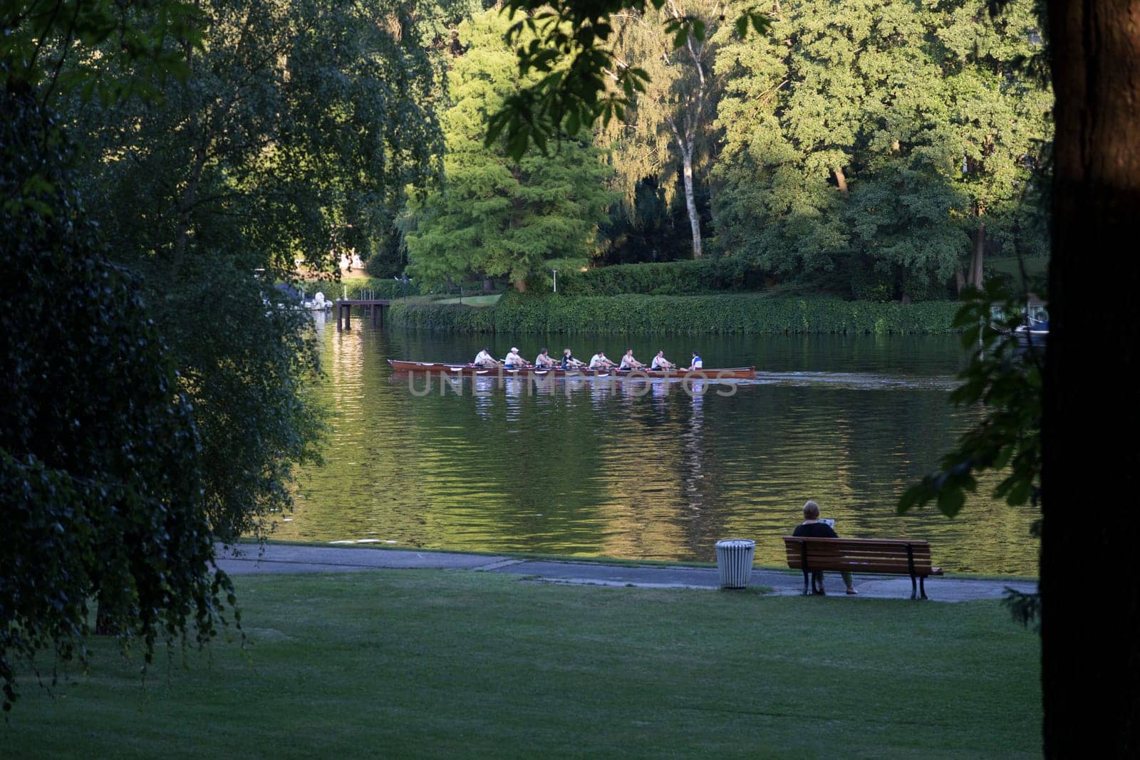 Rowing eighth with helmsman on a Berlin Kleiner Wannsee