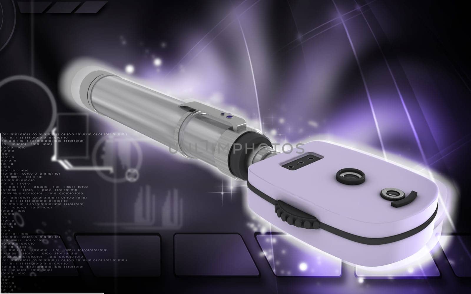 Digital illustration of ophthalmoscope in colour background