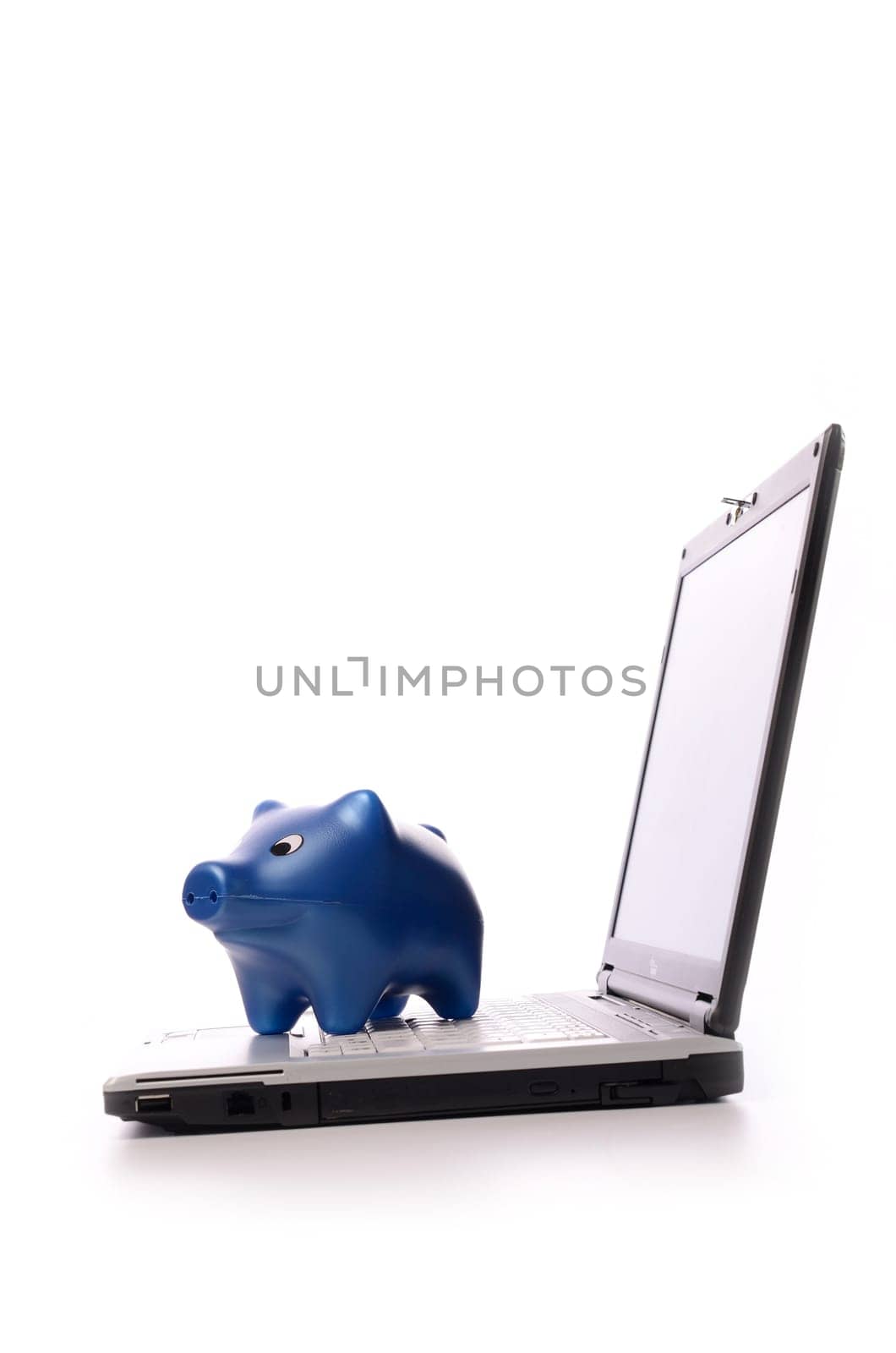 Notebook with a blue piggy bank