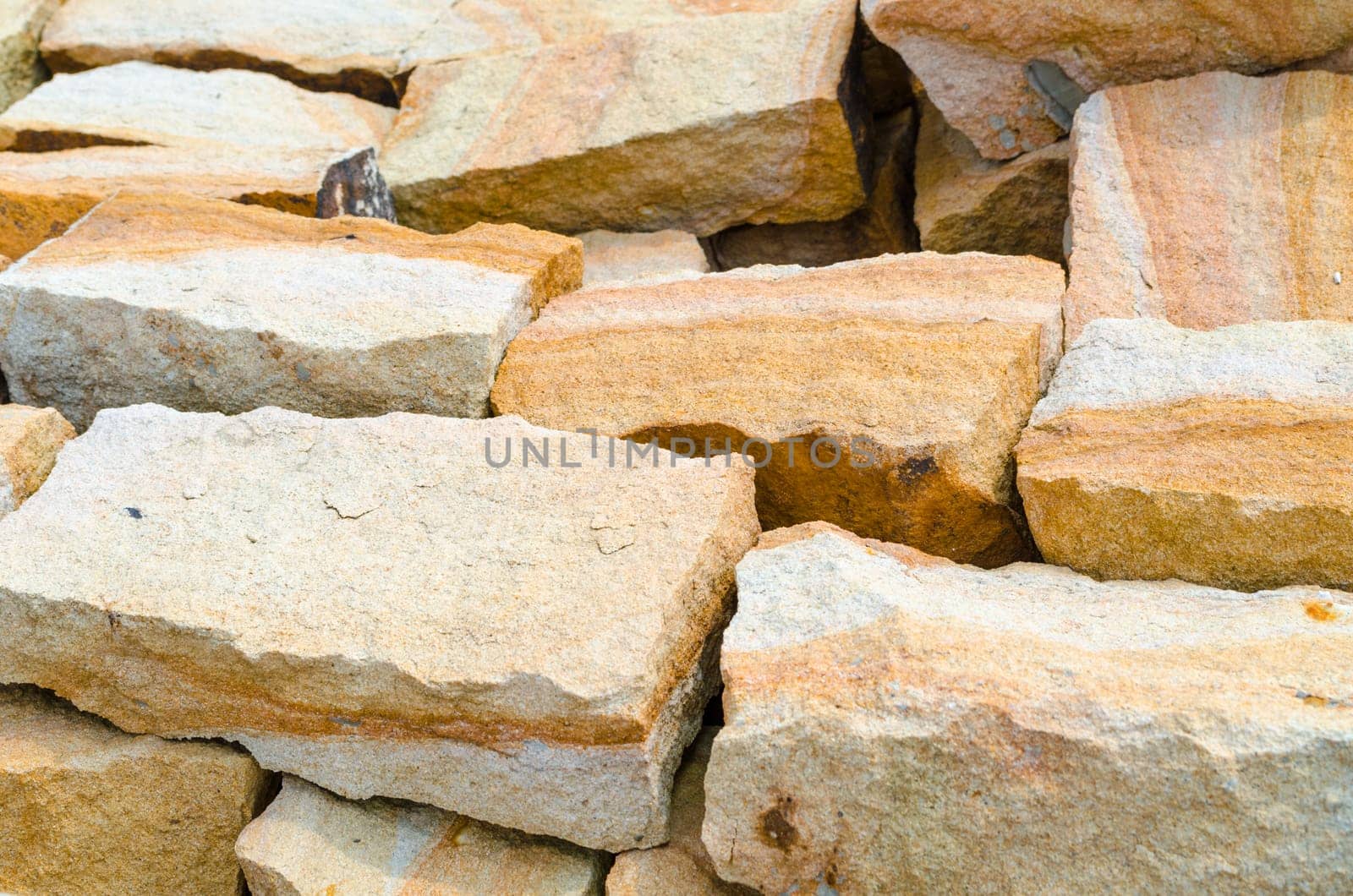 Dry stone bricks made of German sandstone ready for processing
