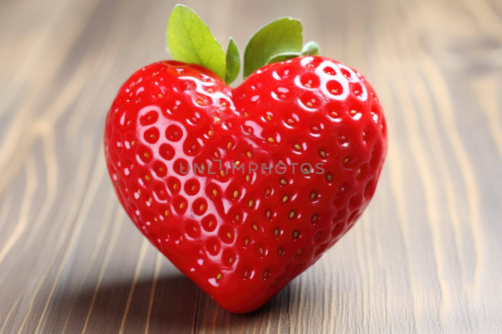 heart shaped strawberry . AI Generated by Desperada