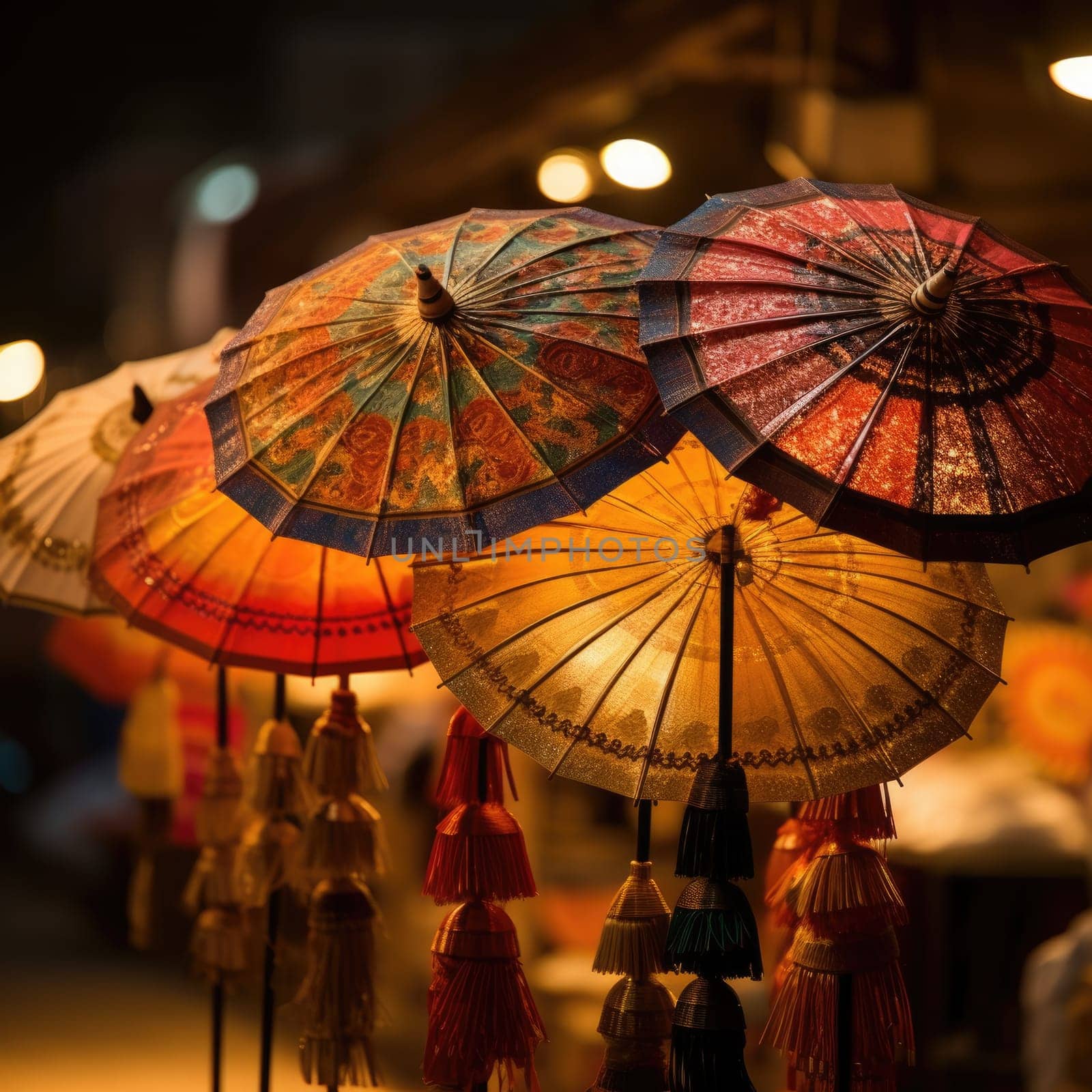 Colorful Asian Paper Umbrella Parasol. AI Generated by Desperada