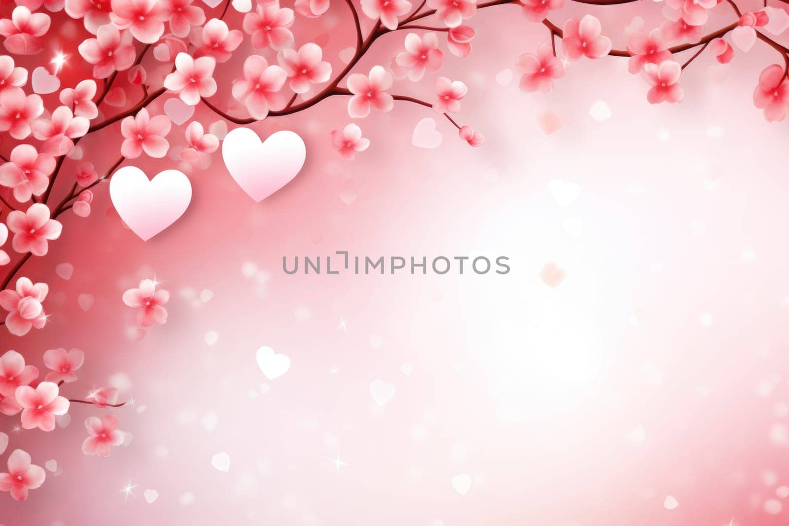 Valentine Day. Happy Mother's Day. red heart confetti on pink background with copy space. AI Generated