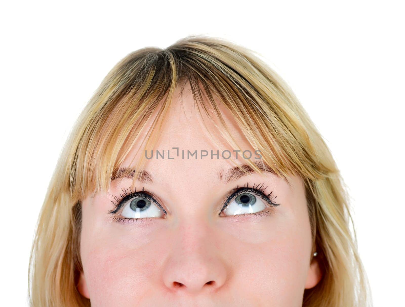 Woman looks up