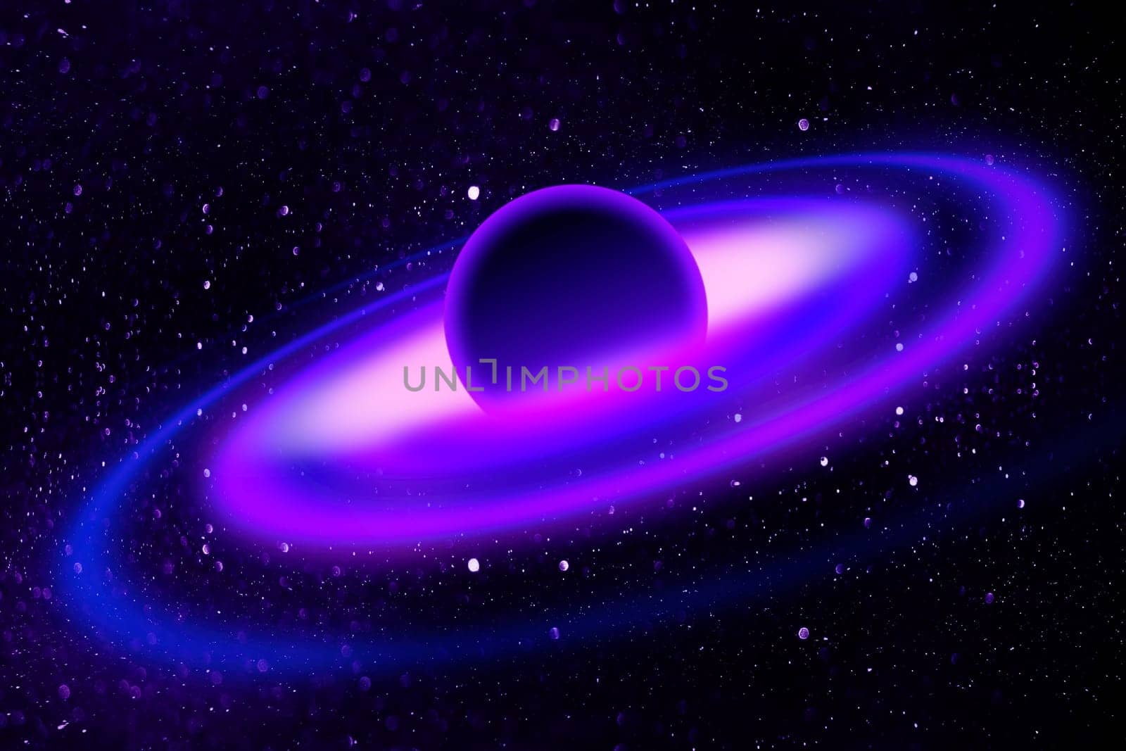 Fantasy deep space nebula with planet and stars