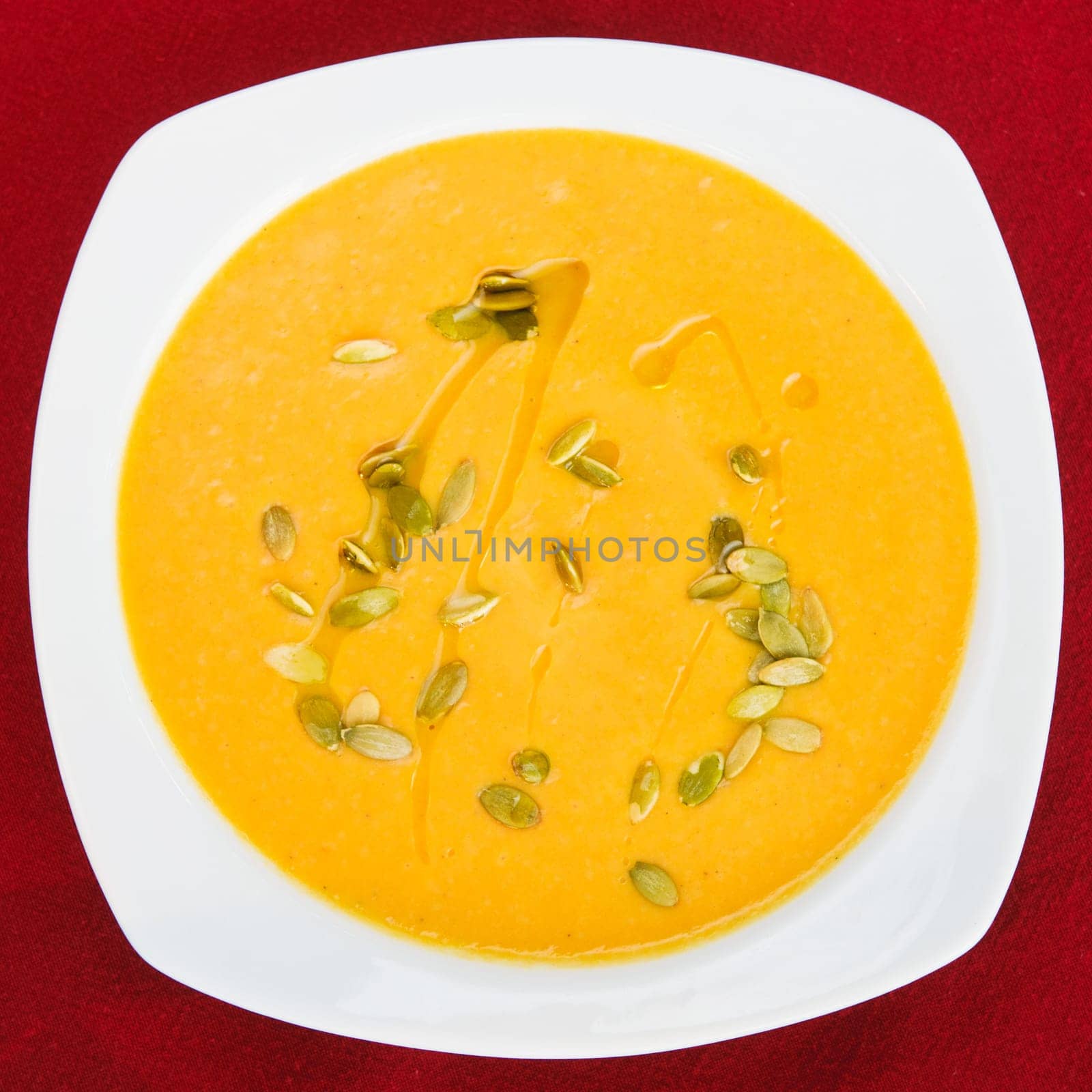 Bowls of  vegetable soup in a Mexican restaurant