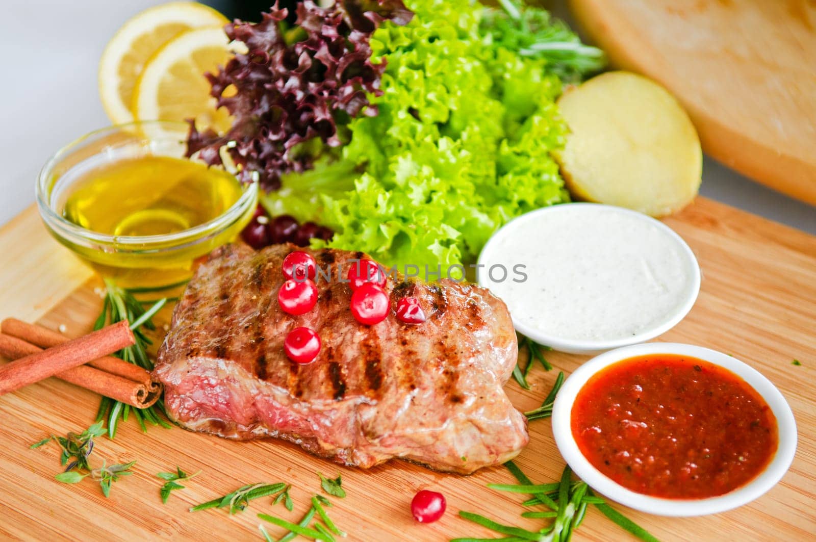 steak grilled to perfection and served with vegetables