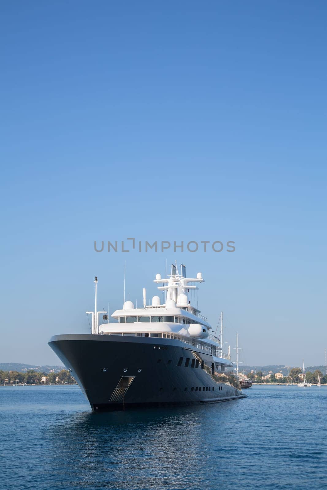 Gigantic big and large luxury mega or super motor yacht. Investment for millionaires or billionaires.