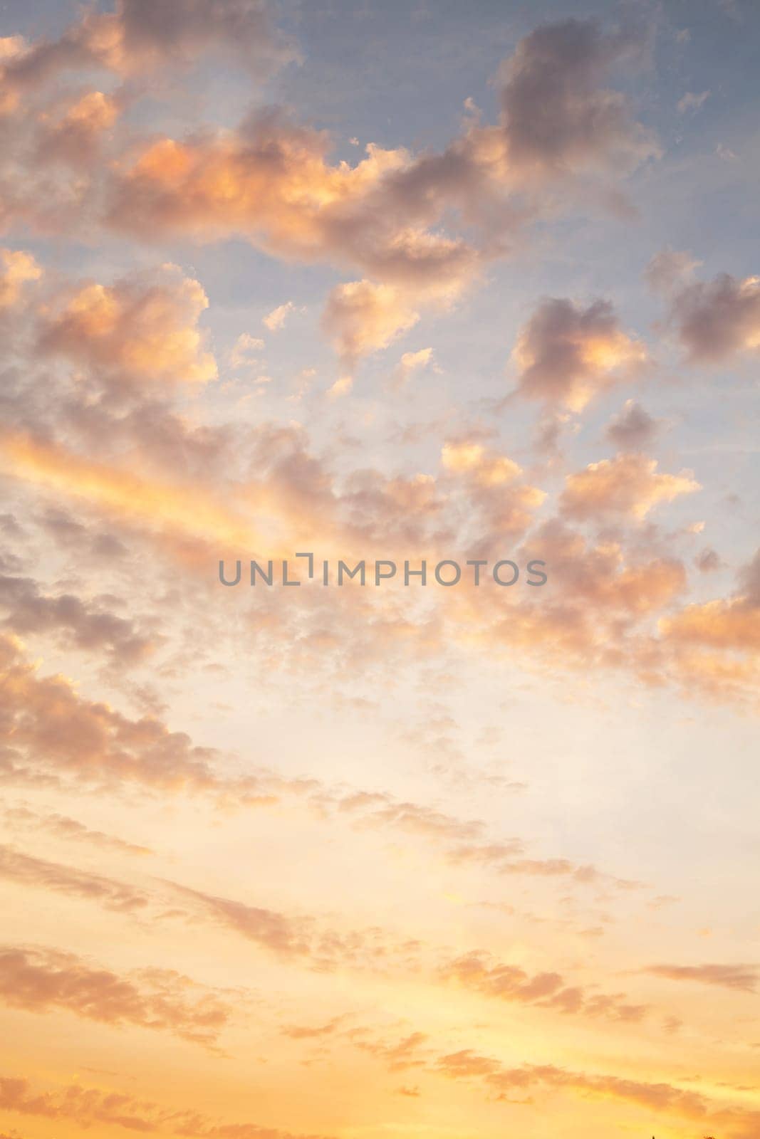 Yellow and orange sky when the sun is rising up. Background or texture for dreaming concepts.