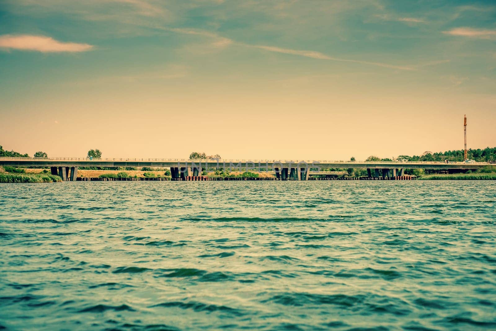 Long bridge over a big lake