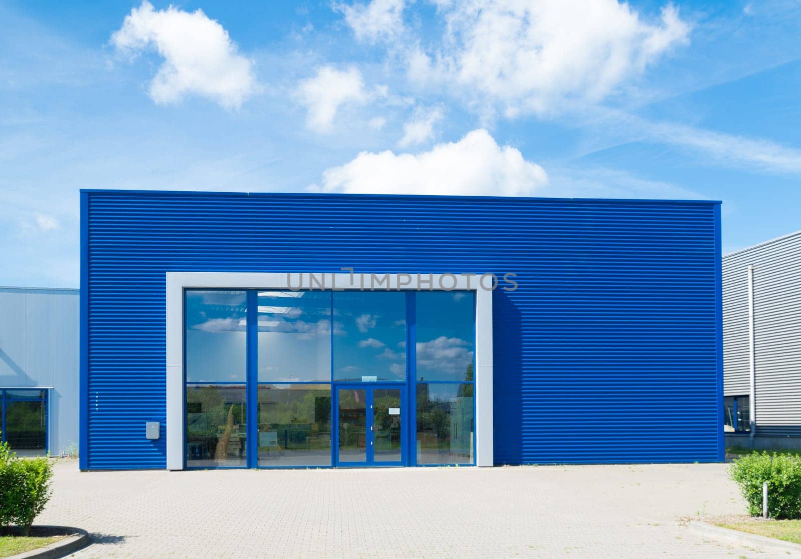 modern blue office building
