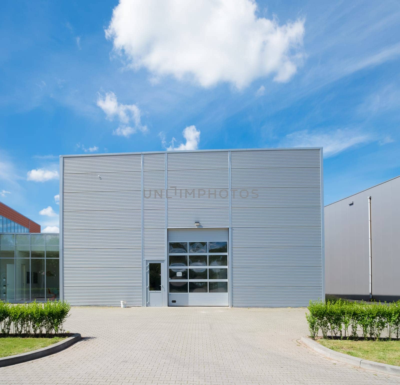 modern industrial unit with roller doors