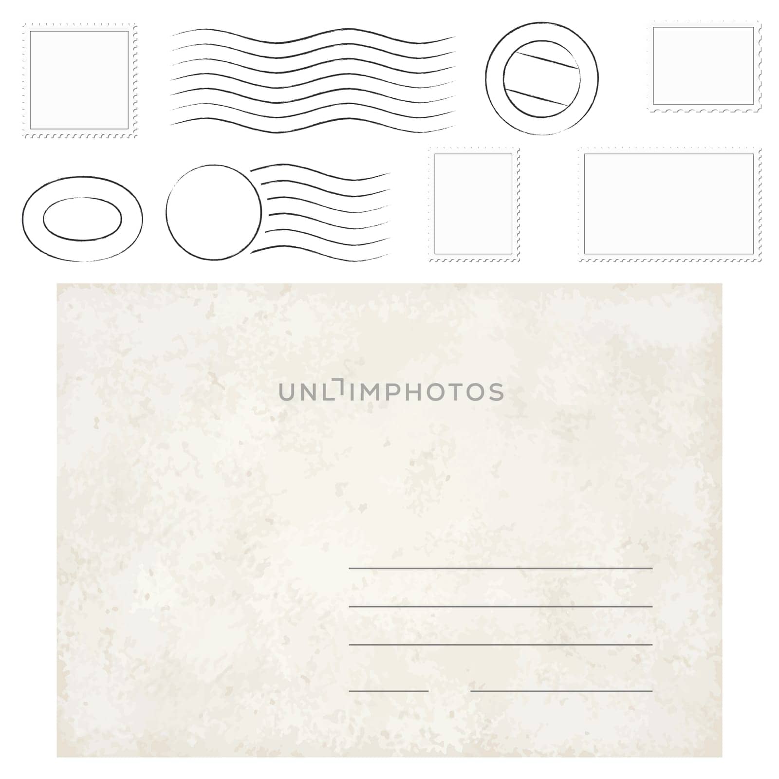 vector of old vintage envelope,stamps and postmarks