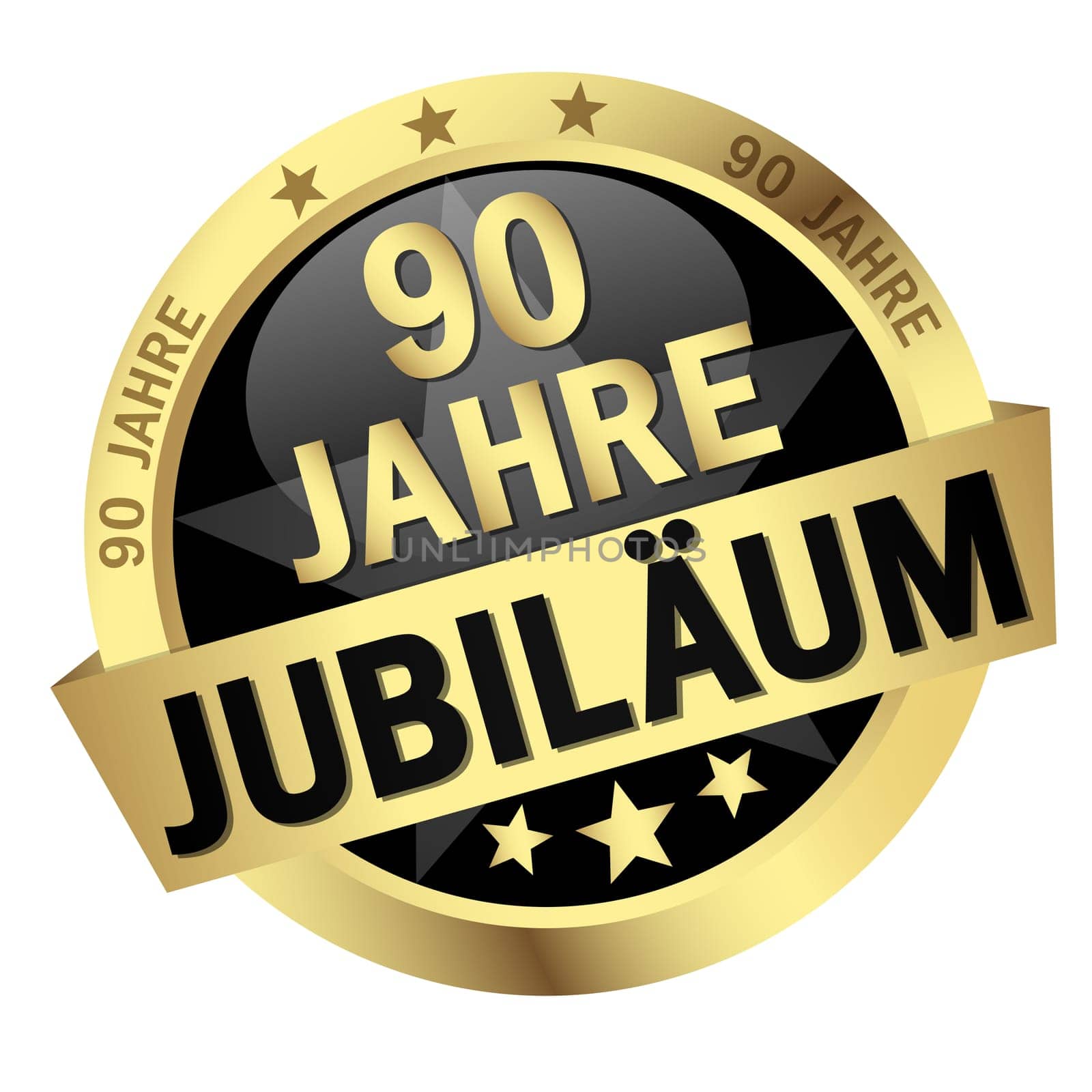 Button with banner " 90 YEARS JUBILÄUM """