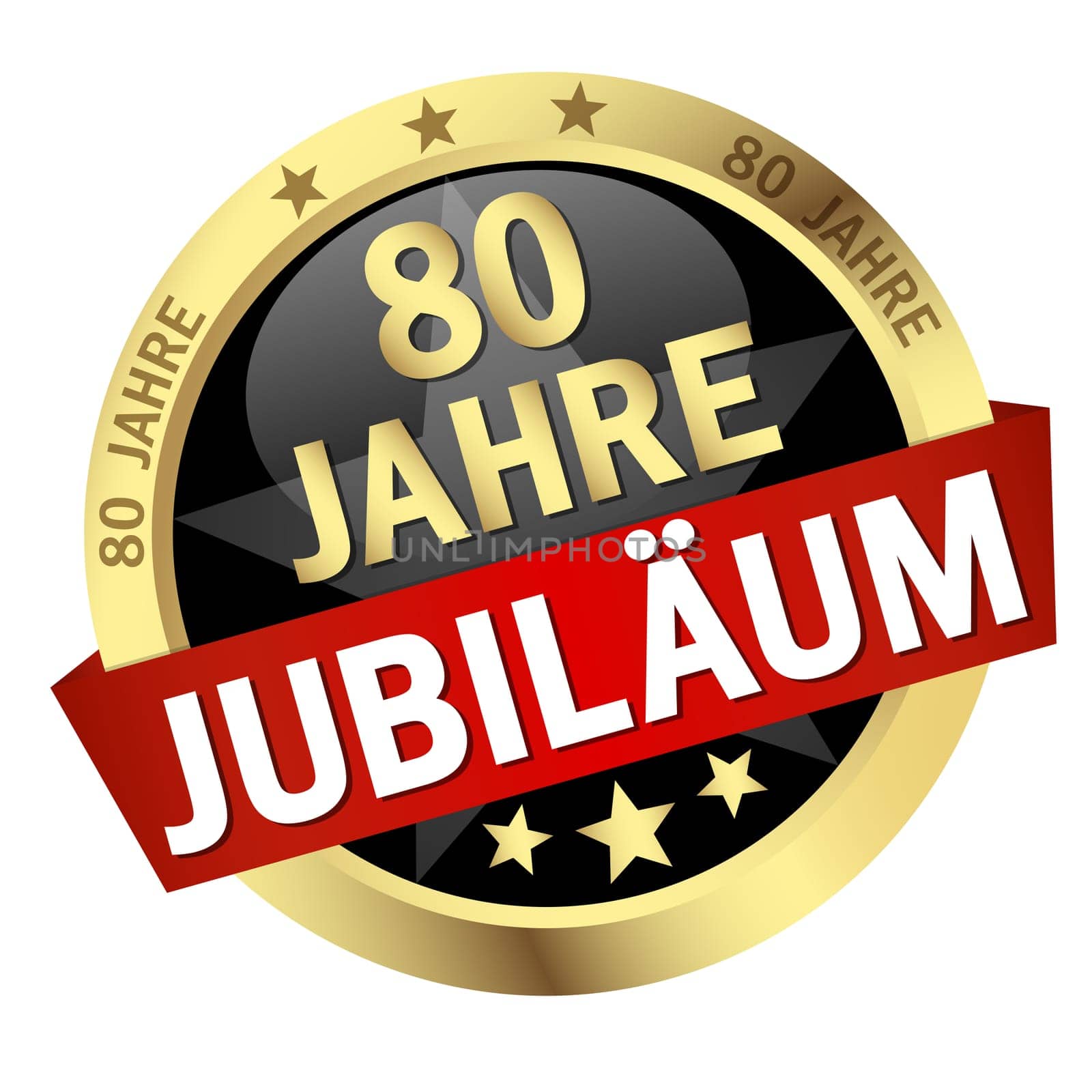 Button with banner " 80 YEARS JUBILÄUM """