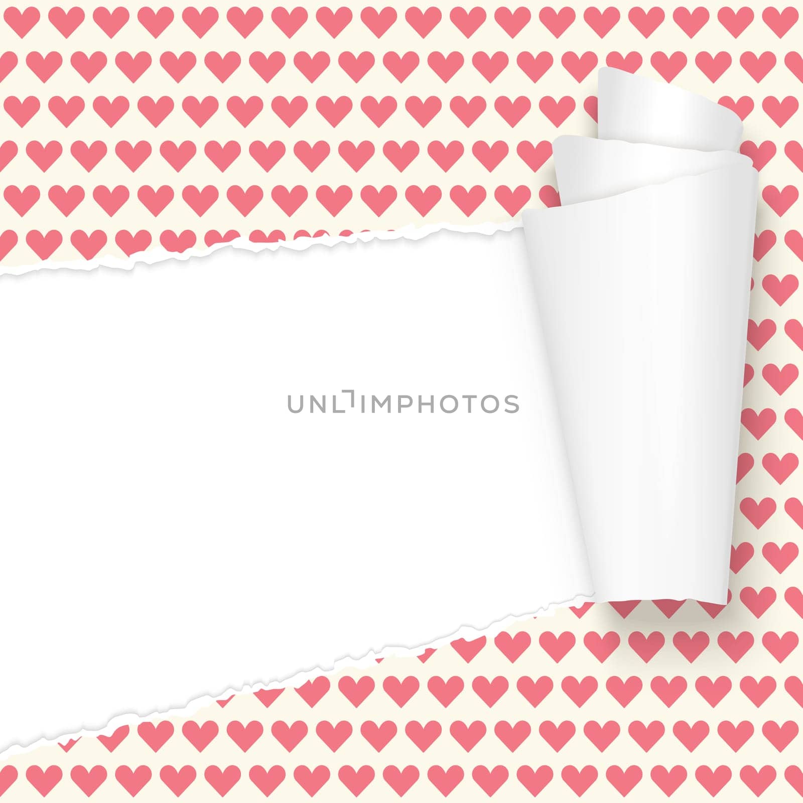 vector of ripped open paper with hearts