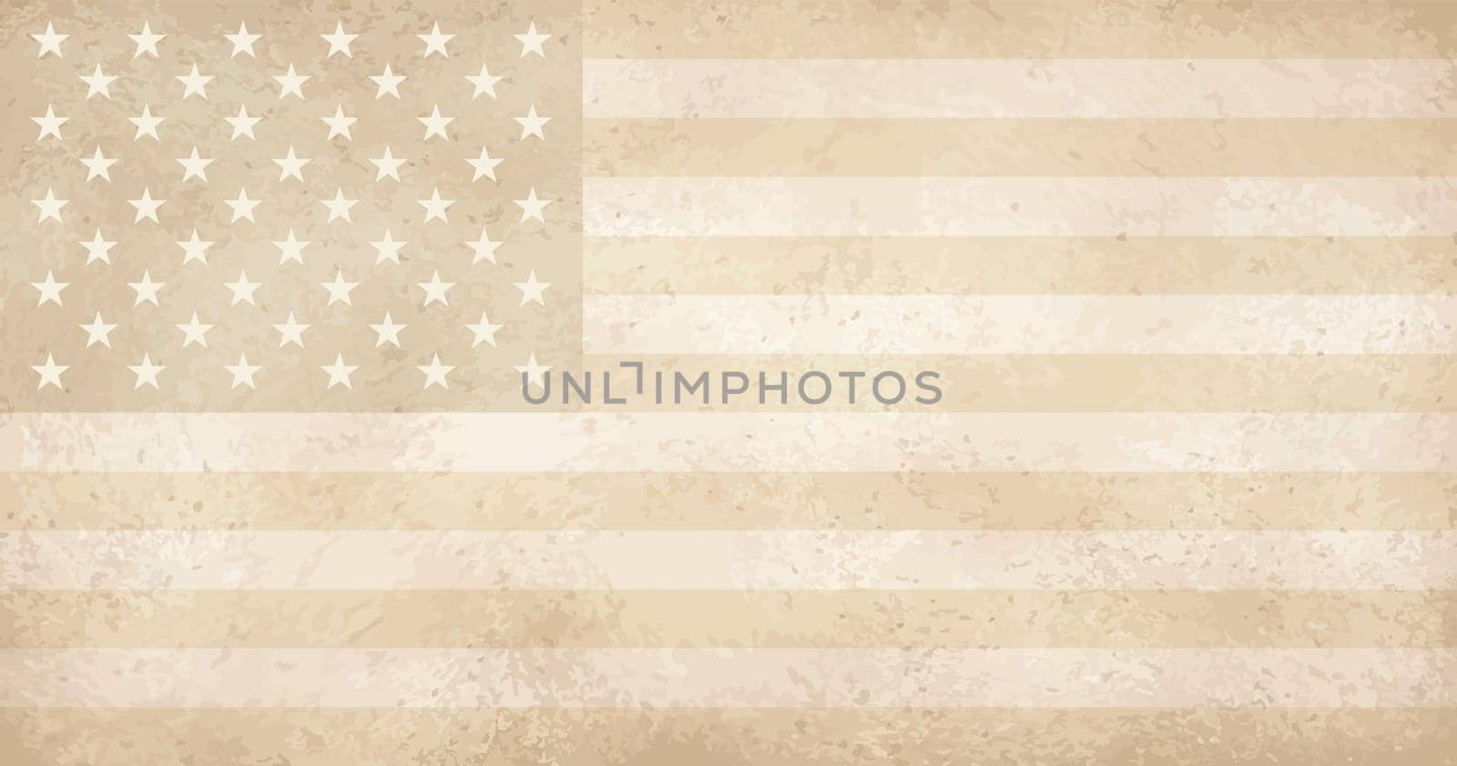 vector of vintage yellowed grunge flag with scratches USA
