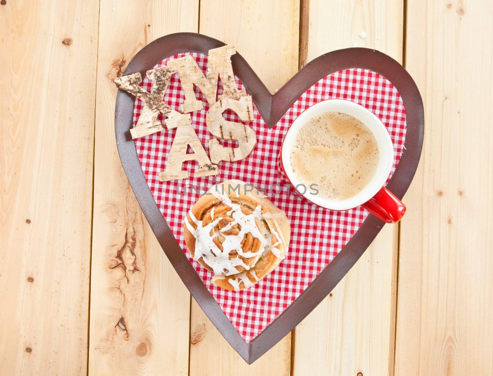 Fresh Swedish cinnamon snail and coffee for a winter coffee break