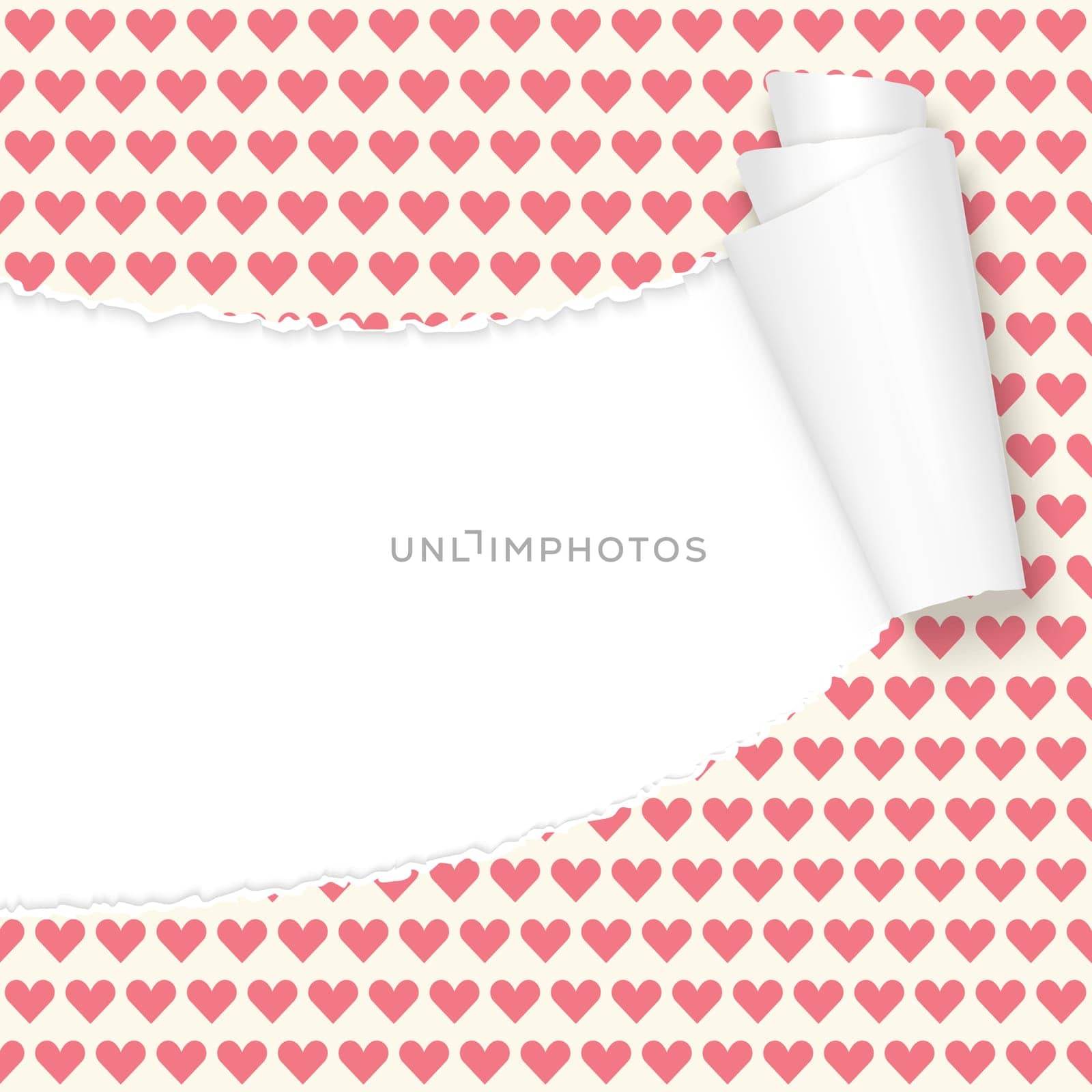 vector of ripped open paper with hearts