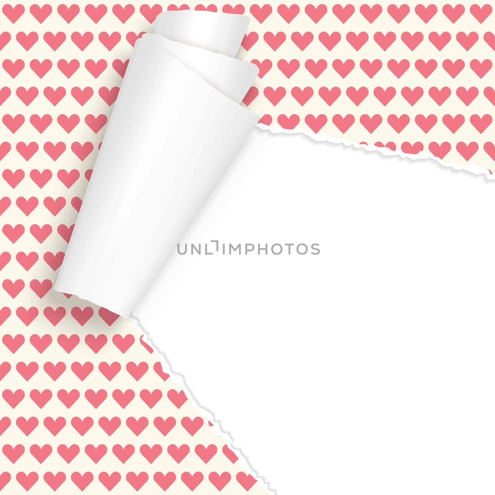 vector of ripped open paper hearts background