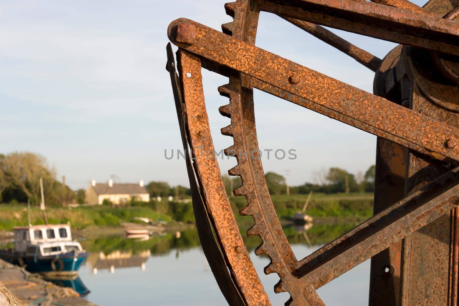 old mechanical crane on the pier at Salleen in Ballylongford county Kerry Ireland