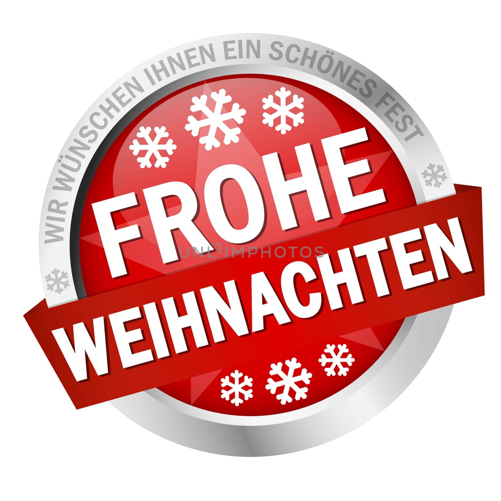 Button with banner " FROHE WEIHNACHTEN """