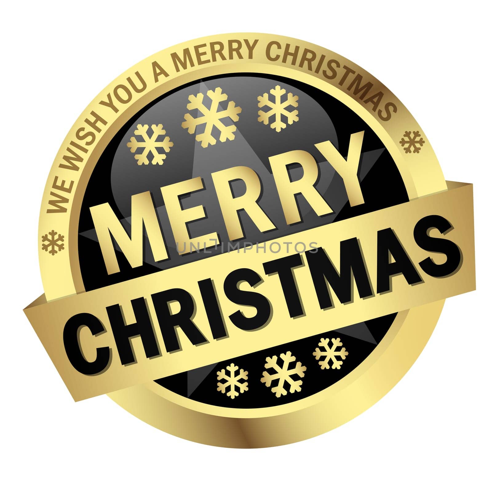 Button with banner " MERRY CHRISTMAS """