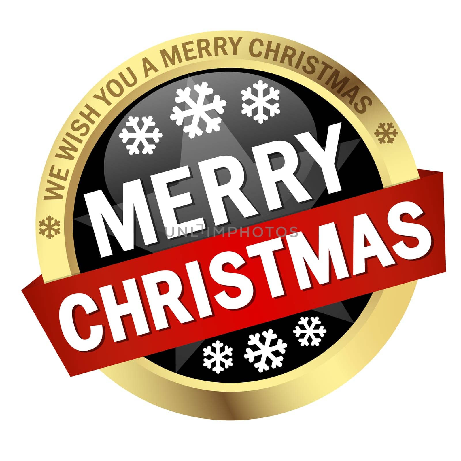 Button with banner " MERRY CHRISTMAS """