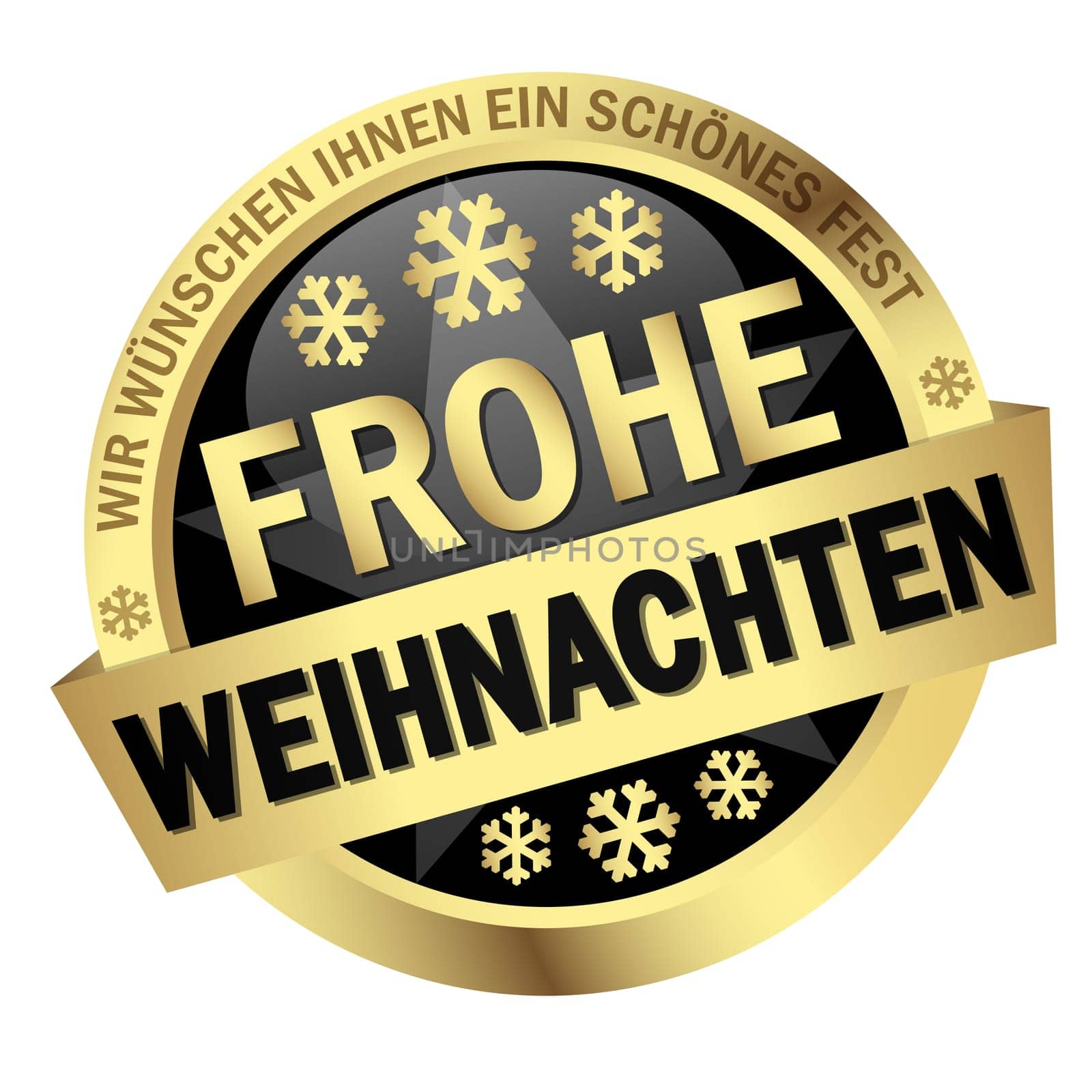Button with banner " FROHE WEIHNACHTEN """