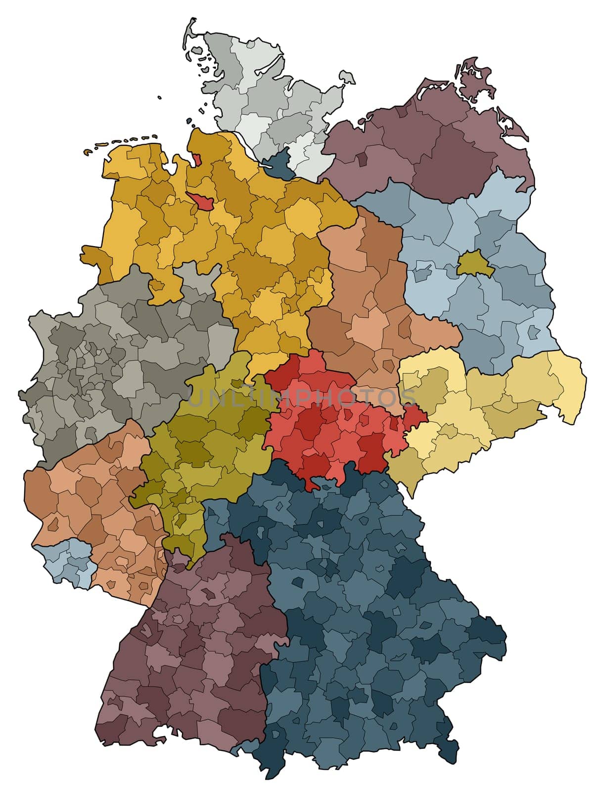 Map of Germany - Federal States and counties
