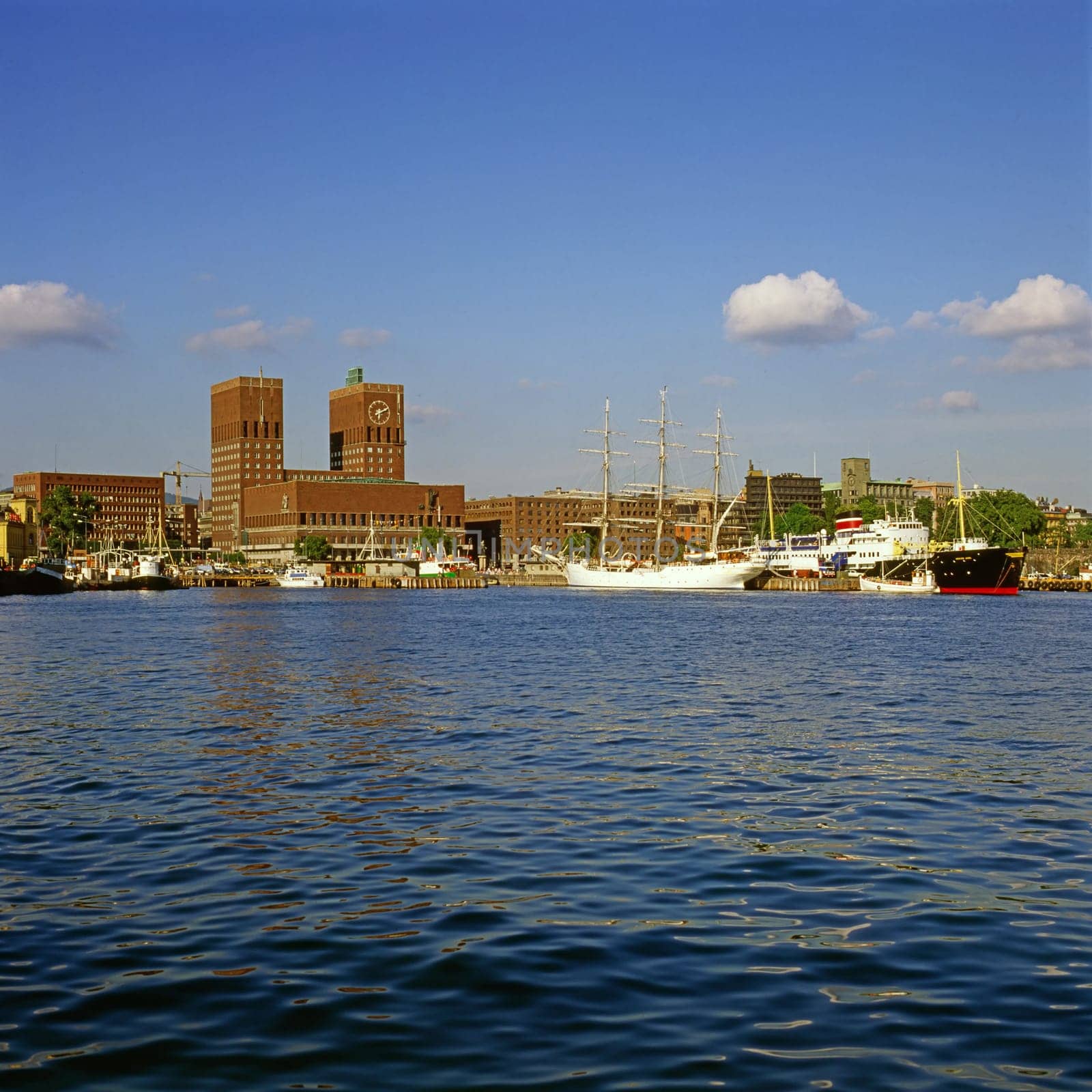 Harbor with ships in Oslo, Norway