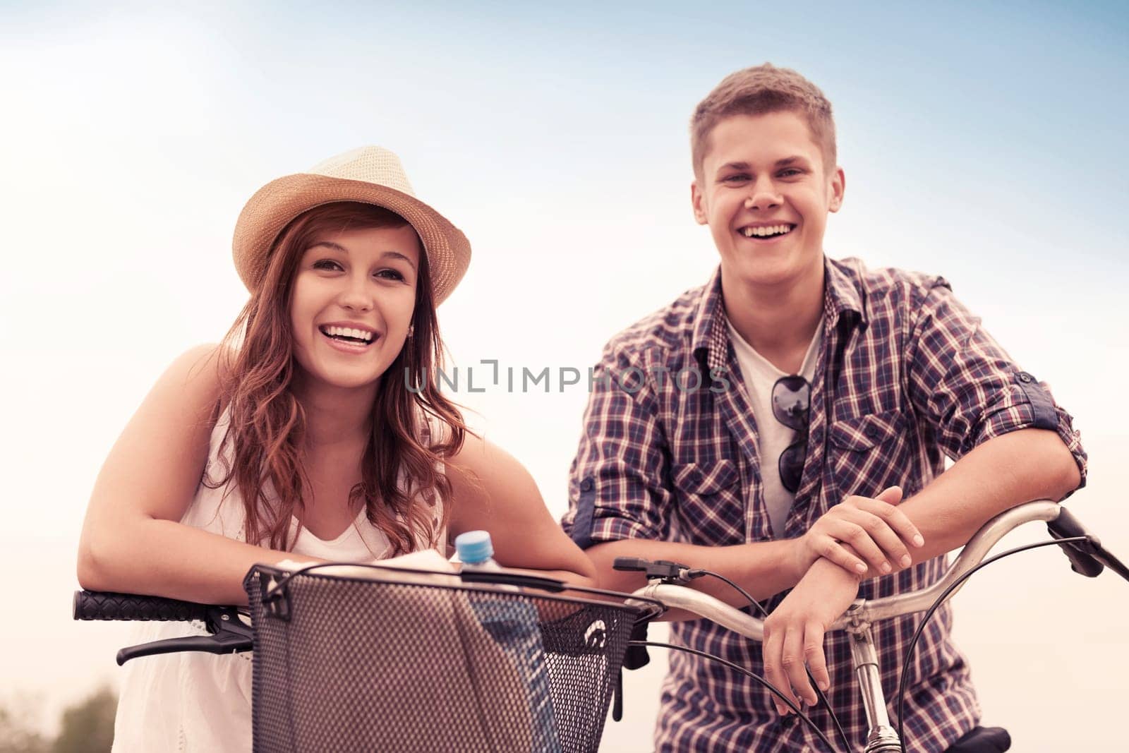 Beautiful couple with bikes
