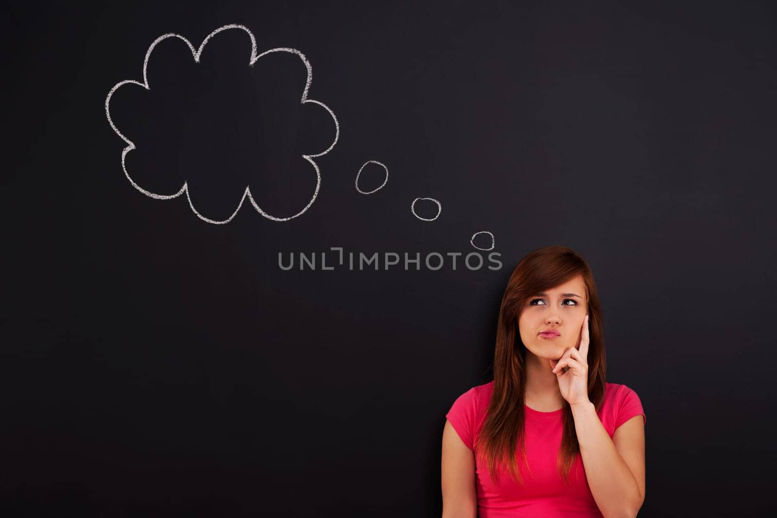 Woman with thought bubble