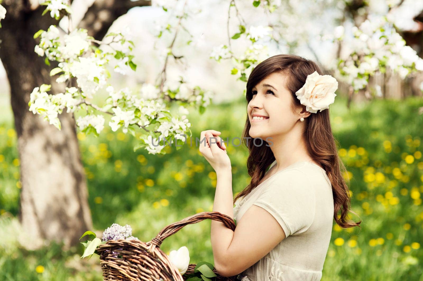 Portrait of elegant beautiful girl outdoors