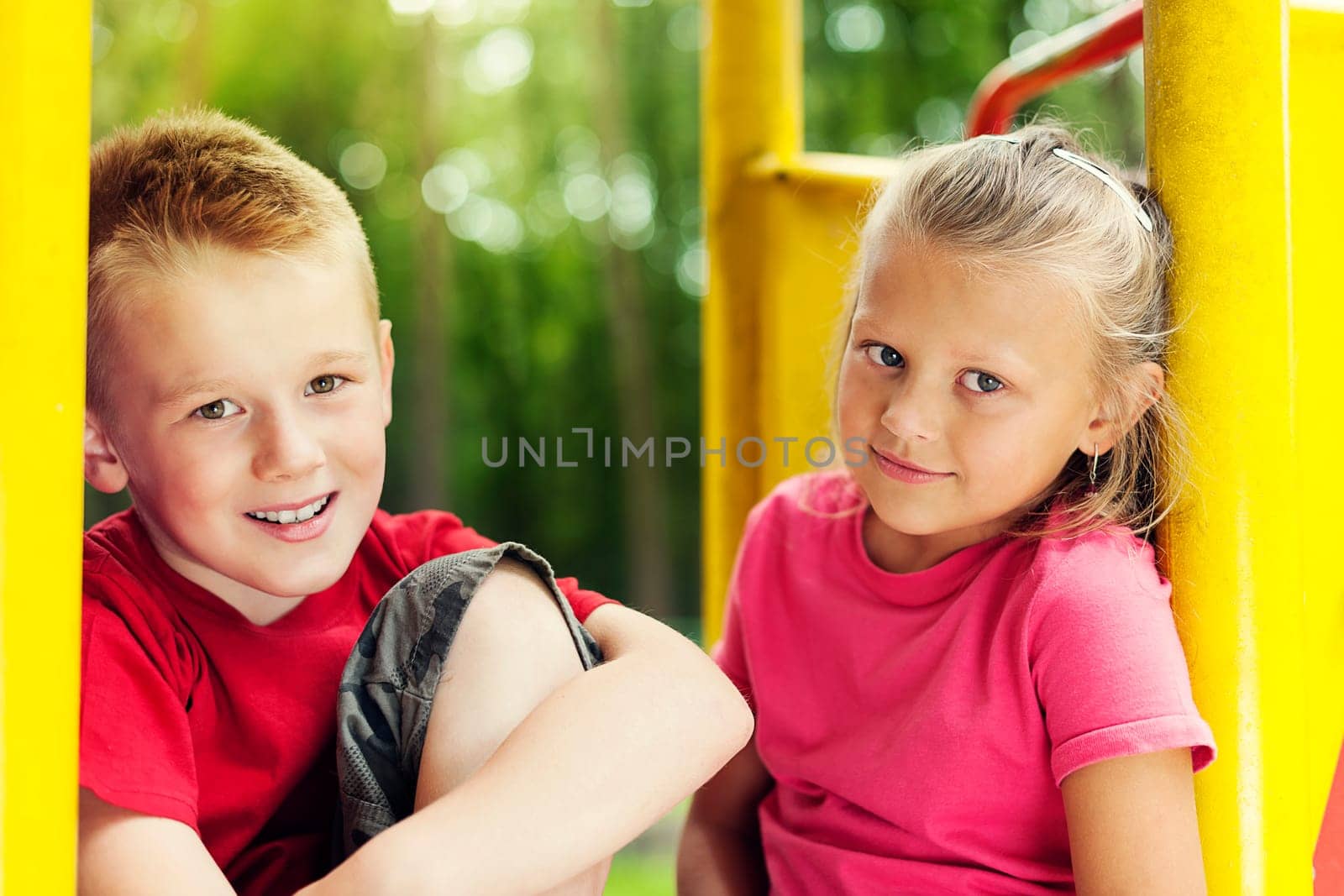 Friends resting on playground