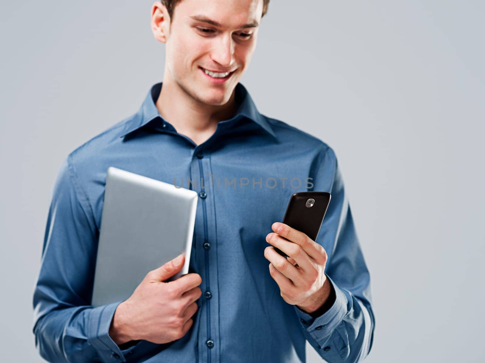 Working handsome man