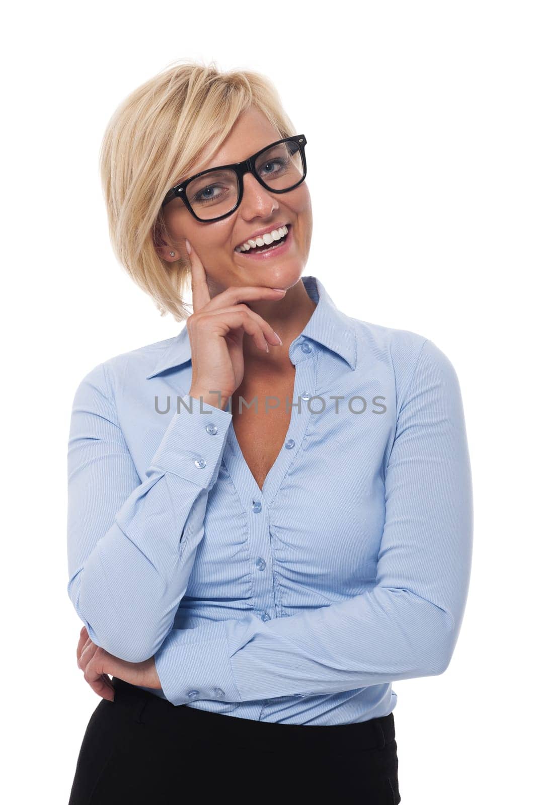 Portrait of smiling and beautiful businesswoman