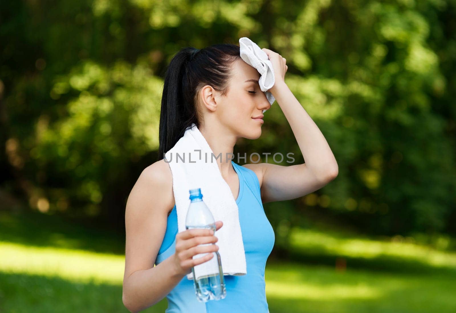 Tired woman after jogging