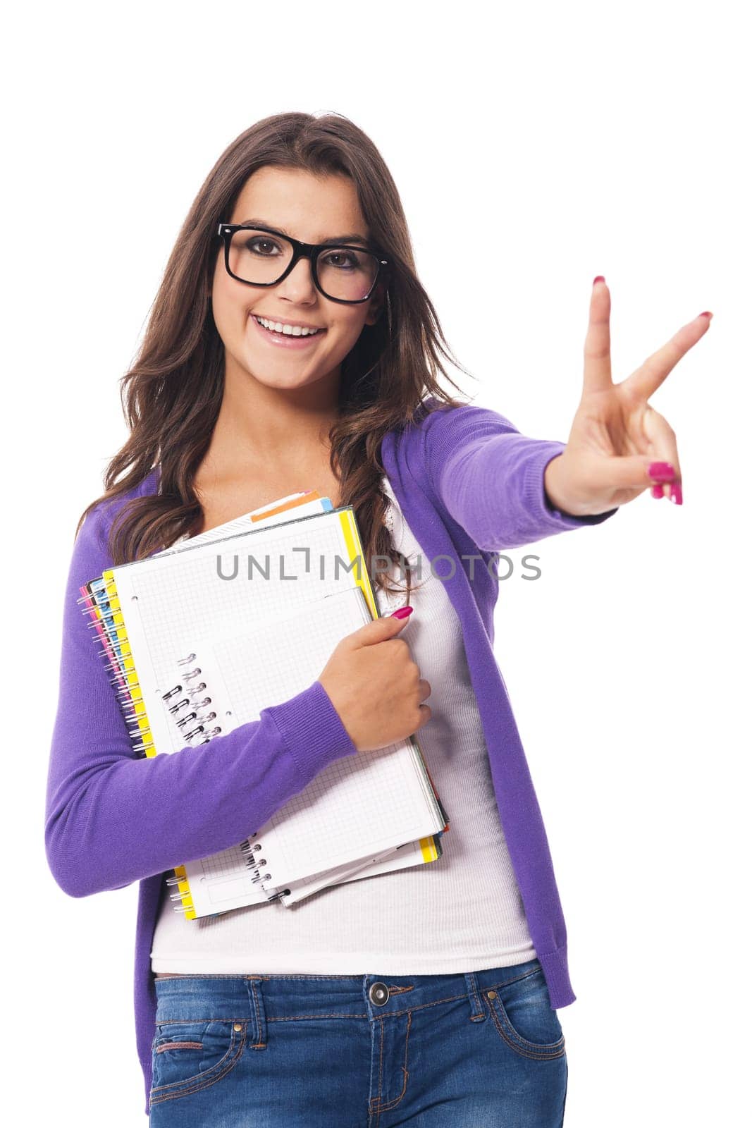 Student girl with notebook in hands