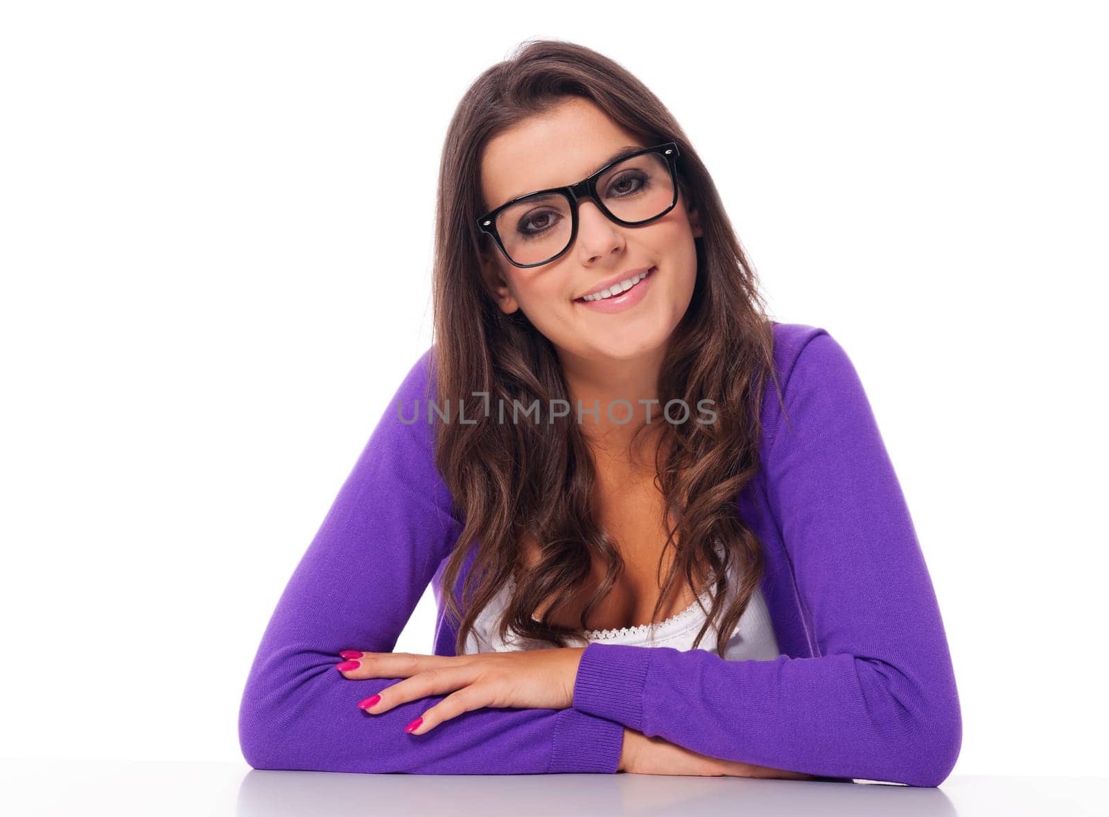 Portrait of beautiful woman wearing fashion glasses
